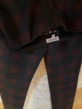 Nanette Lepore Black and Burgundy Checked Trousers